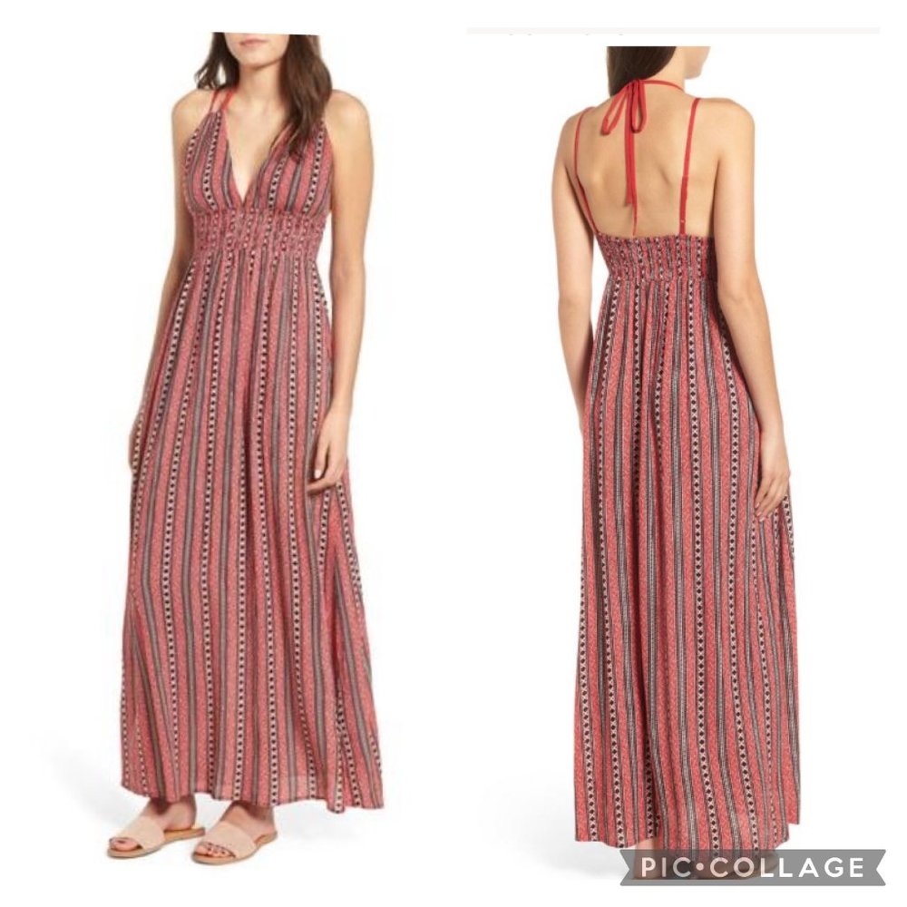 Band of Gypsies Print Halter Maxi Dress